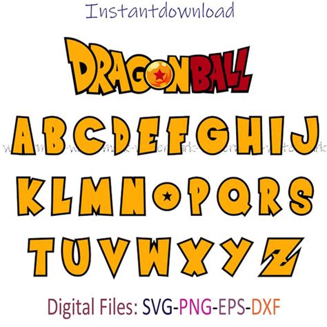 Dragon Ball Font Svg Dragon Ball Font Png Instantdownload Inspire