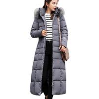 Doudoune Femme Capuche Manteau Chaud Mi Long Parka Grand Col En