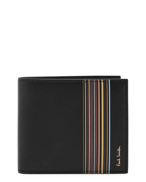 Paul Smith Striped Leather Wallet In Black For Men Lyst Uk