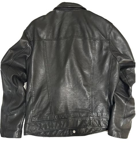 Allsaints Lomi Biker Leather Jacket Men S Size L Black Gem