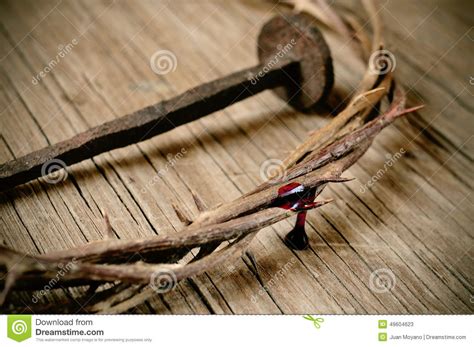 The Crown Of Thorns Of Jesus Christ And A Nail On The Holy Cross Stock