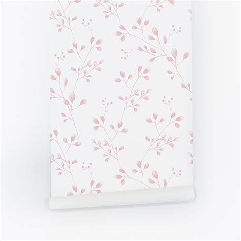 Pink Wildflower Foliage Removable Wallpaper by Livettes | Livettes