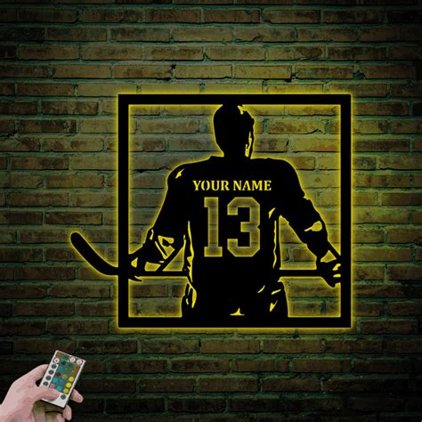 Custom Hockey Metal Sign Led Lights Custom Name Hockey Sign Ice