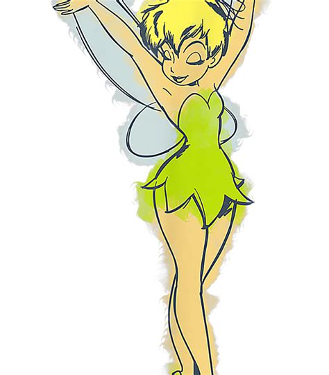 Disney Peter Pan Tinker Bell Watercolor Sketch Greeting Card By Asafh Graci