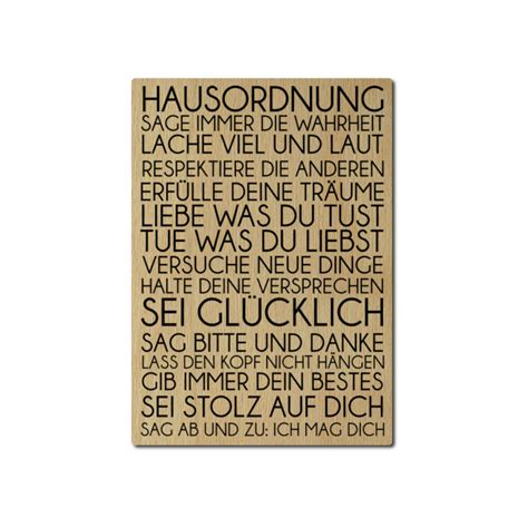 LUXECARDS POSTKARTE Aus Holz HAUSORDNUNG Einweihung Geschenk Spruchka