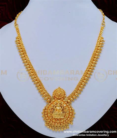 Buy South Indian Lakshmi Dollar Necklace Designs With Gold Beads