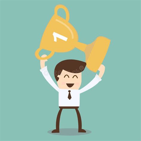 Businessman Holding Winning Trophy Stock Illustrations 664