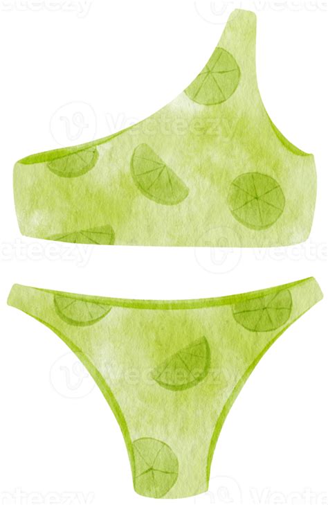 Green Two Piece Bikini Swimsuits In Watercolor Beach Item 9785689 PNG