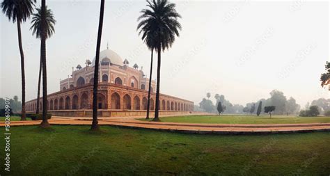 India New Delhi Panoramic View Of Humayun S Tomb Unesco World