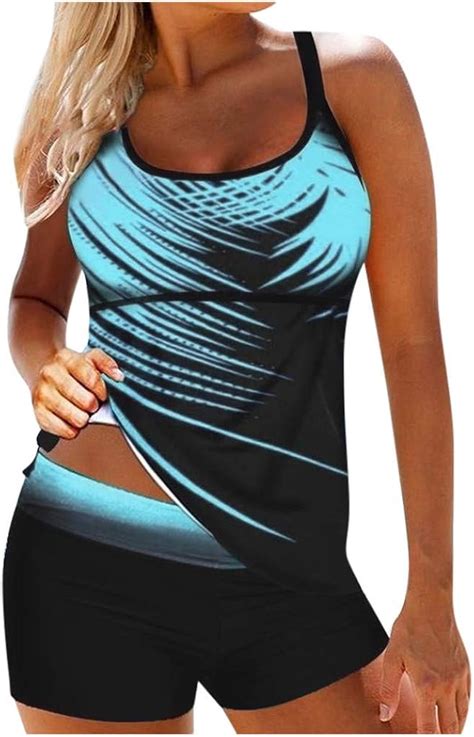 Keerads Damen Tankini Set Swimsuit Two Piece Push Up Swimwear Non Iron