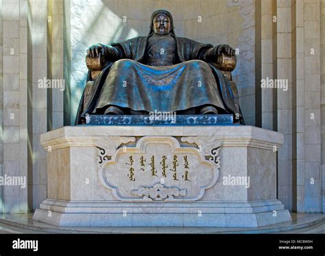 Genghis Khan monument at the Parliament Building on Sukhbaatar Square ...