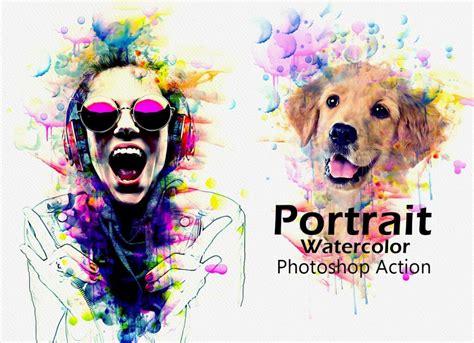 Portrait Watercolor Photoshop Action MasterBundles