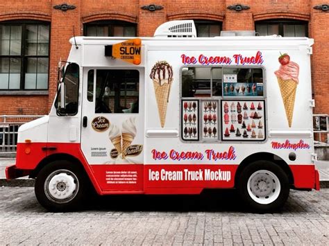 Free Ice Cream Truck Mockup PSD Template| Exclusive