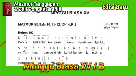 Mazmur Dan Bpi Minggu Biasa Xv Tahun B Juli Edisi Baru