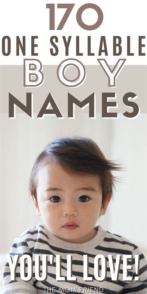 One Syllable Boy Names For First Or Middle Names One Syllable