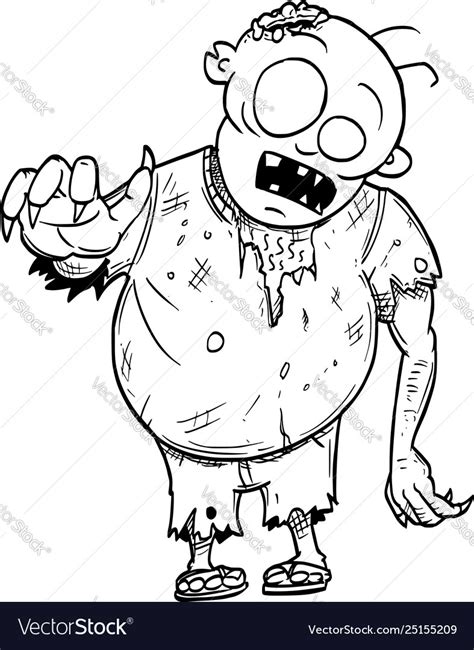 Cartoon or drawing crazy halloween zombie Vector Image