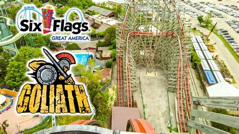 2019 Six Flags Great America Goliath Roller Coaster On Ride Front Seat