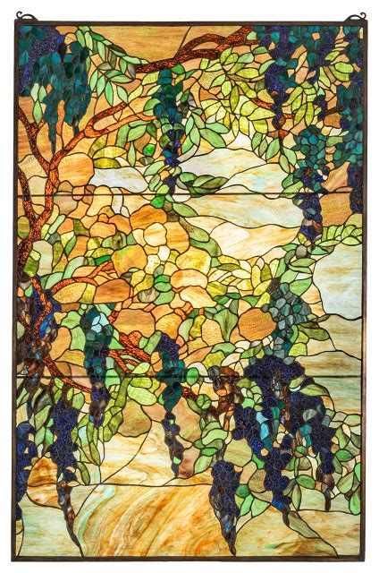 32 Wide X 48 High Tiffany Wisteria & Snowball Window - Victorian - Stained Glass Panels - by ...