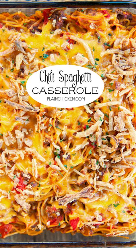 Chili Spaghetti Casserole | Plain Chicken®