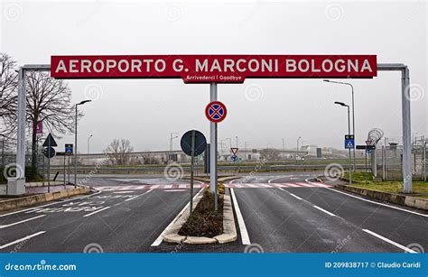 Road Sign Of Guglielmo Marconi Airport Of Bologna Aeroporto Di Bologna