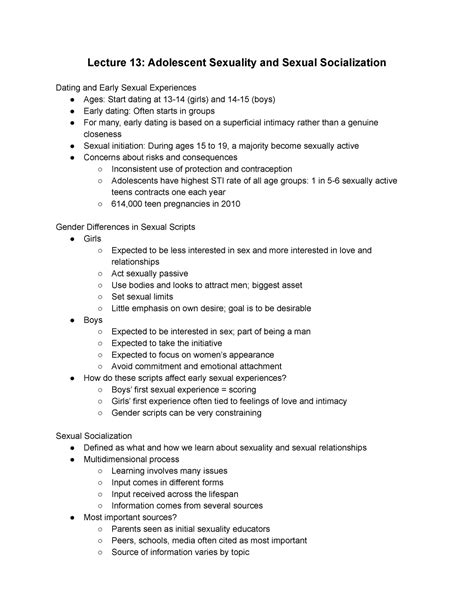 Developmental Psychology Lecture 13 Adolescent Sexuality And Sexual