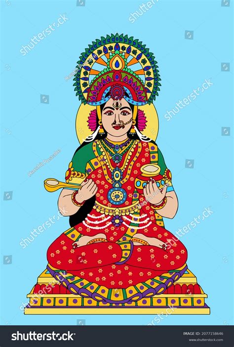 Beautiful Illustration Goddess Annapurna Stock Illustration 2077158646