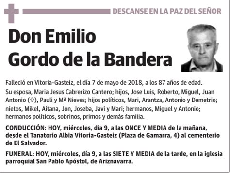 Emilio Gordo de la Bandera Esquela Necrológica El Correo