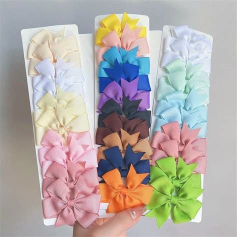 10Pcs Set Grosgrain Ribbon Bows Clipes De Cabelo Para Meninas 2 44