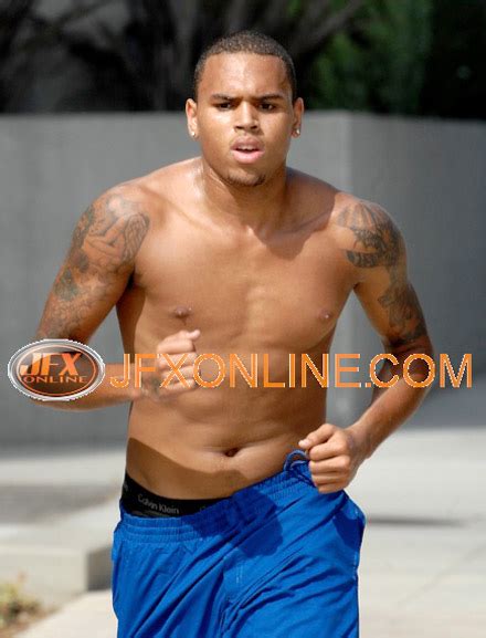 Chris Brown Jogging Shirtless In Beverly Hills