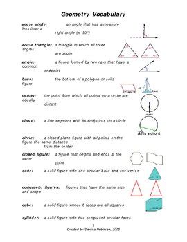 Geometry Study Guide By Sabrina Robinson Teachers Pay Teachers