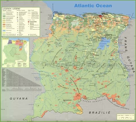 Large Detailed Map Of Suriname With Cities And Towns