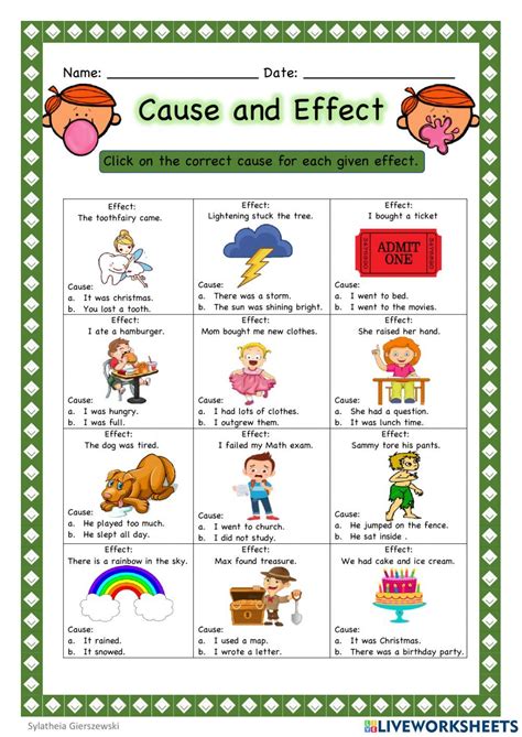 Cause And Effect Exercises