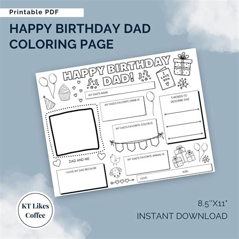 Happy Birthday Dad Coloring Page Printable All About Dad