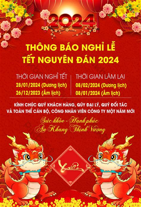 Thông Báo Lịch Nghỉ Tết Nguyên đán 2024 CDR Tải xuống miễn phí Pikbest