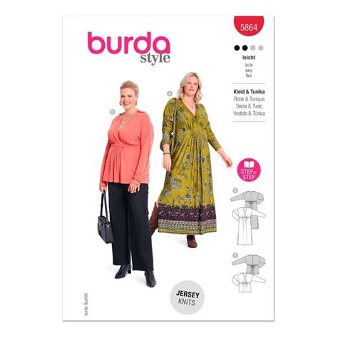 Burda 5864 Misses Dress And Tunic Top Pattern White