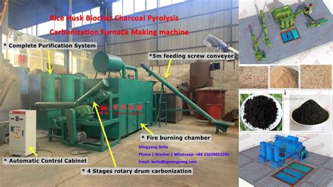 Rice Husk Biochar Charcoal Pyrolysis Carbonization Furnace Making