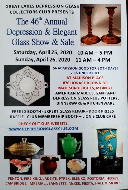 Great Lakes Depression Glass Show And Sale Urban Art And Antiques