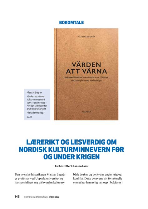 Pdf Laererikt Og Lesverdig Om Nordisk Kulturminnevern F R Og Under