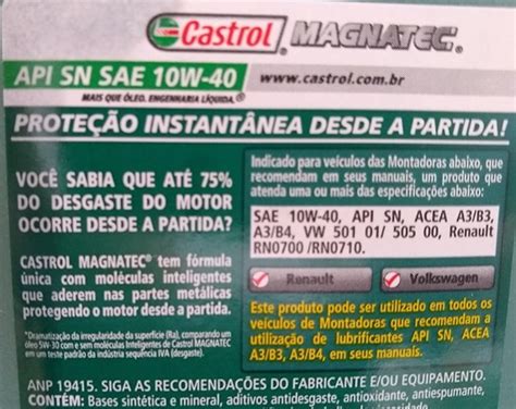 Kit Litros Oleo Castrol Magnatec W Sn A Tm Vw Castrol Emp Rio