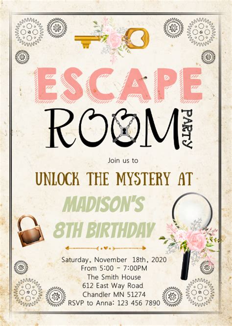 Escape Room Birthday Invitation Template Free Free Templates Printable