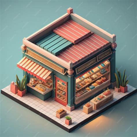 Premium Ai Image 3d Isometric Shop Building Created With Generative Ai