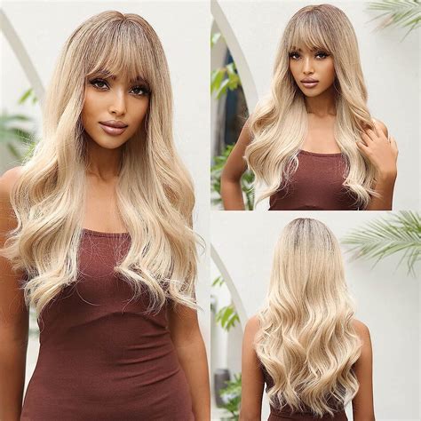 Amazon Exvvqoqo Inches Ombre Cool Brown To Light Blonde Wig