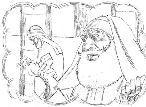 Pharisee And Tax Collector Coloring Sketch Coloring Page