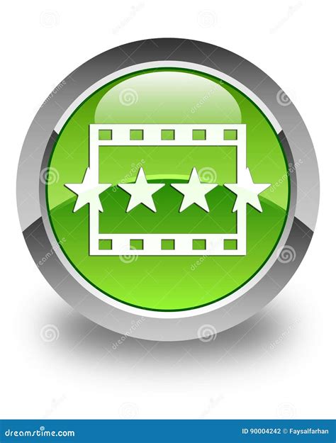 Movie Reviews Icon Glossy Green Round Button Stock Illustration