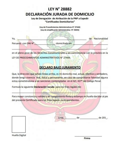 Declaración Jurada De Domicilio Gratis Para 2025