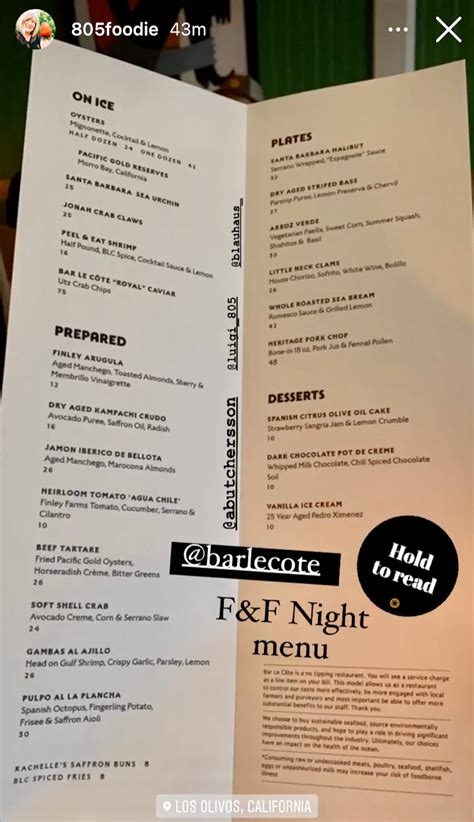 Siteline First Look At The Menu For Bar Le Côte The Bells Spinoff