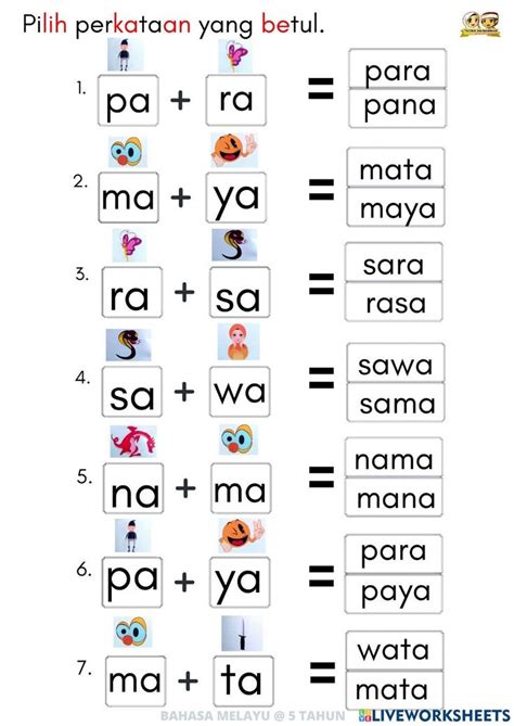 Suku Kata Terbuka Online Worksheet For TADIKA You Can Do The Exercises