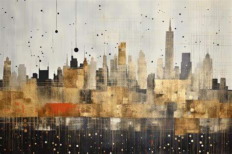 Premium AI Image | Abstract painting cityscape with skyscrapers Art