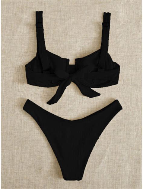 Buy Shein Rib Underwire High Cut Bikini Swimsuit Online Topofstyle