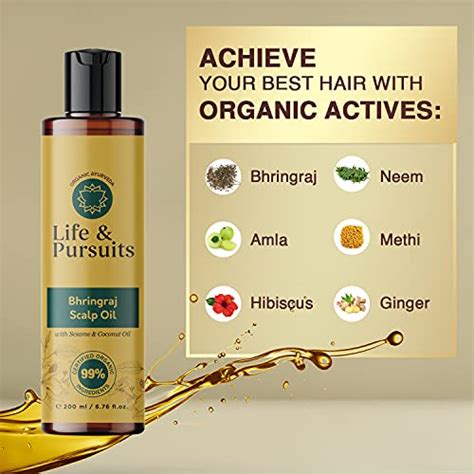 Life And Pursuits Organic Hair Growth Oil 200 Ml Herbal Scalp Therapy Oil For Thick Strong